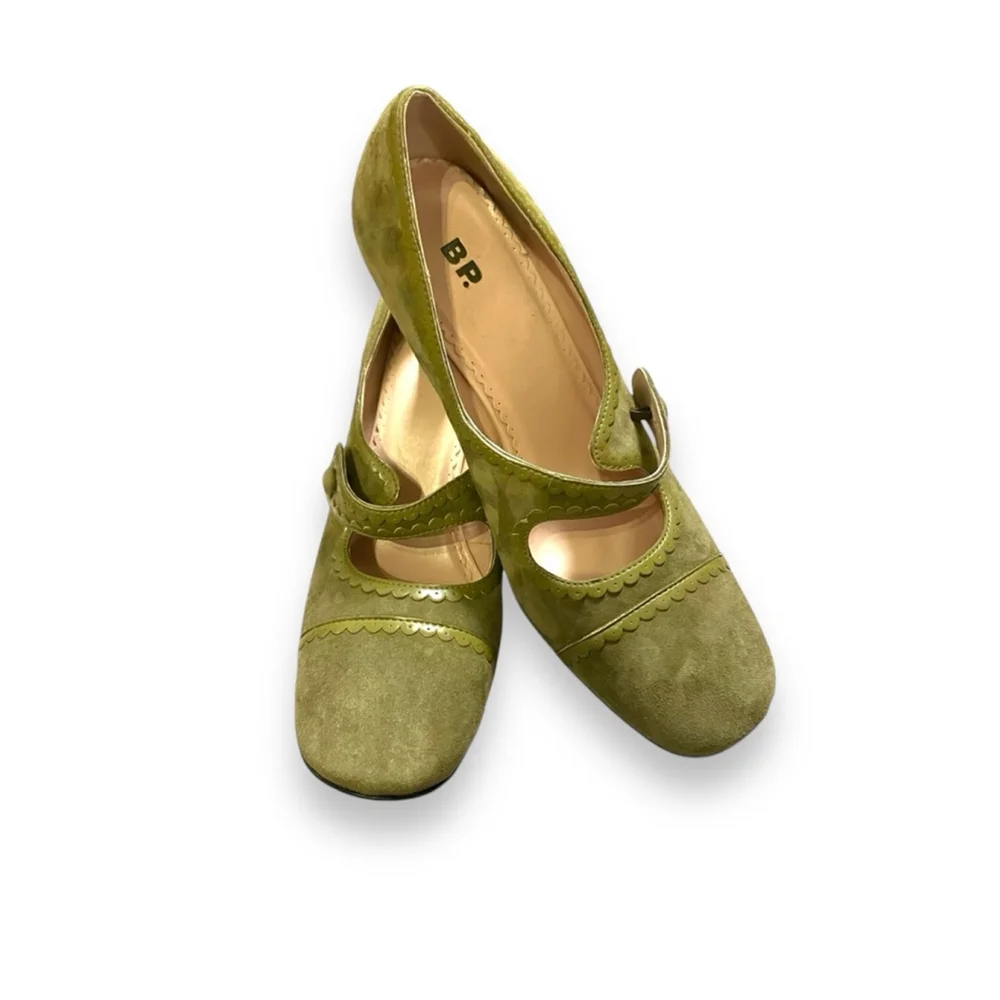 bp Olive Green Mary Jane Heels